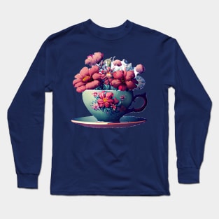 Teacup full of flowers Long Sleeve T-Shirt